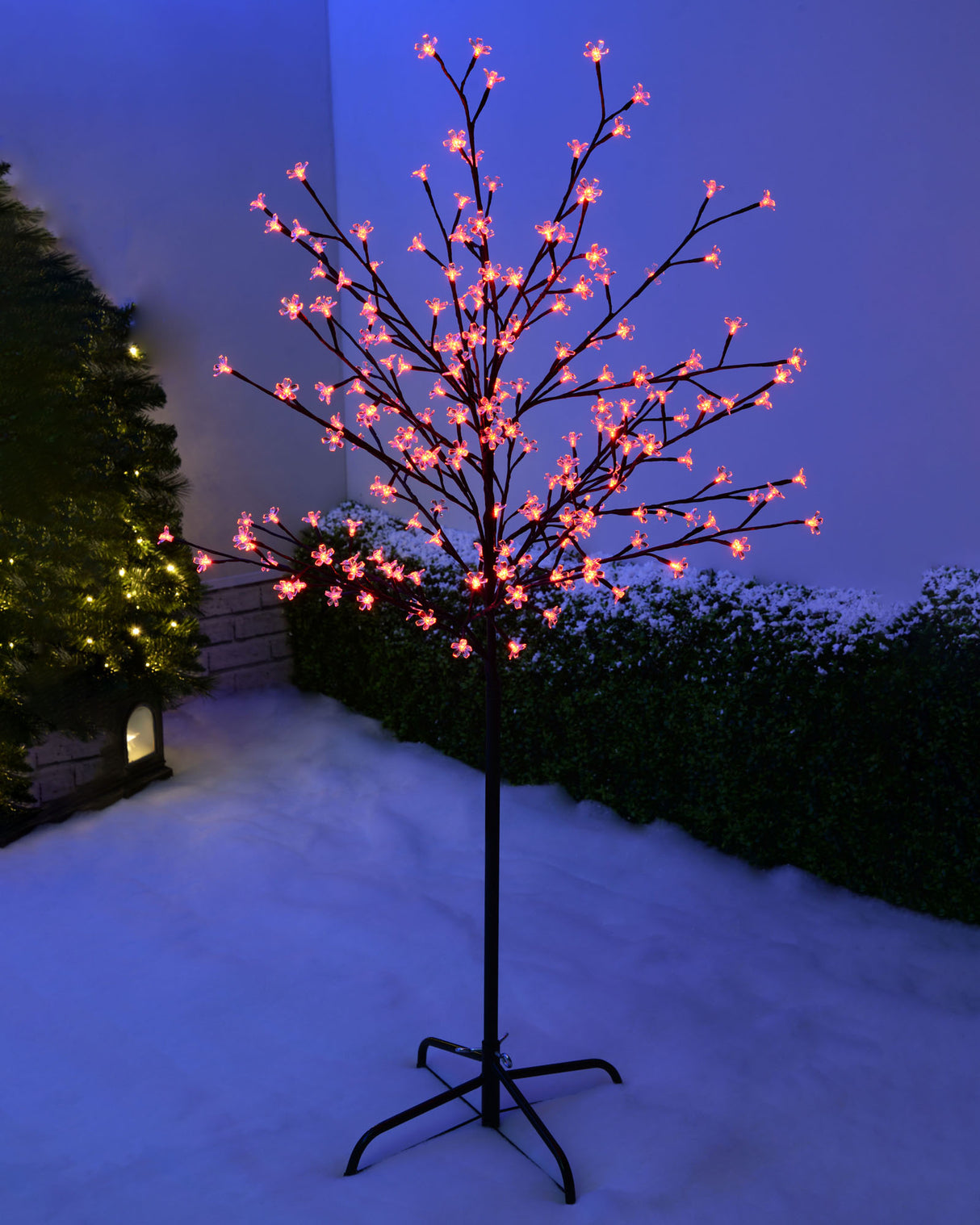 Pre-Lit 200 LED Cherry Blossom Twig Tree, Red, 5 ft