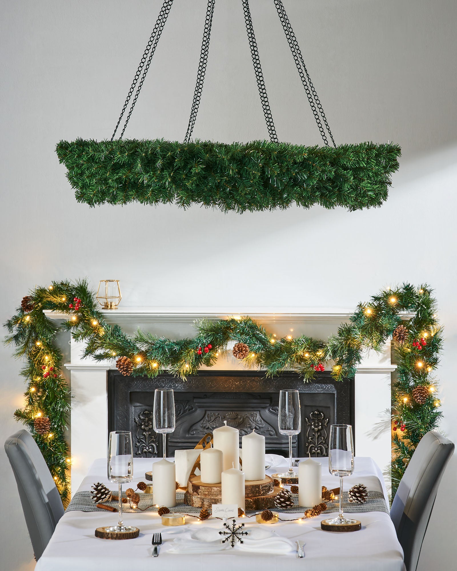 Hanging christmas clearance garland