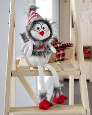 Sitting Chick Figurine, Red and Grey, 42 cm