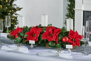 3 Pillar Decorated Garland Candle Holder, Red, 76 cm