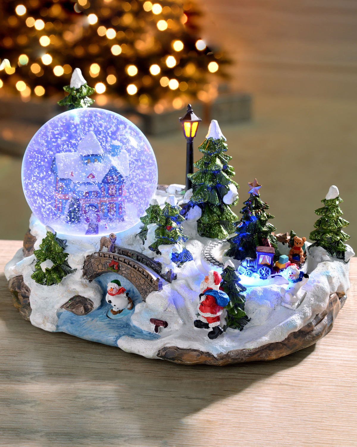 Animated Village Scene Musical Snow Globe, 25 cm