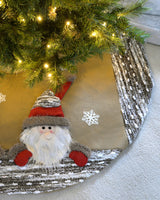 3D Santa and Snowman Christmas Tree Skirt Decoration, 122 cm - Brown/Multi-Colour