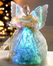 Fibre Optic Angel Christmas Tree Topper, Gold, 25 cm