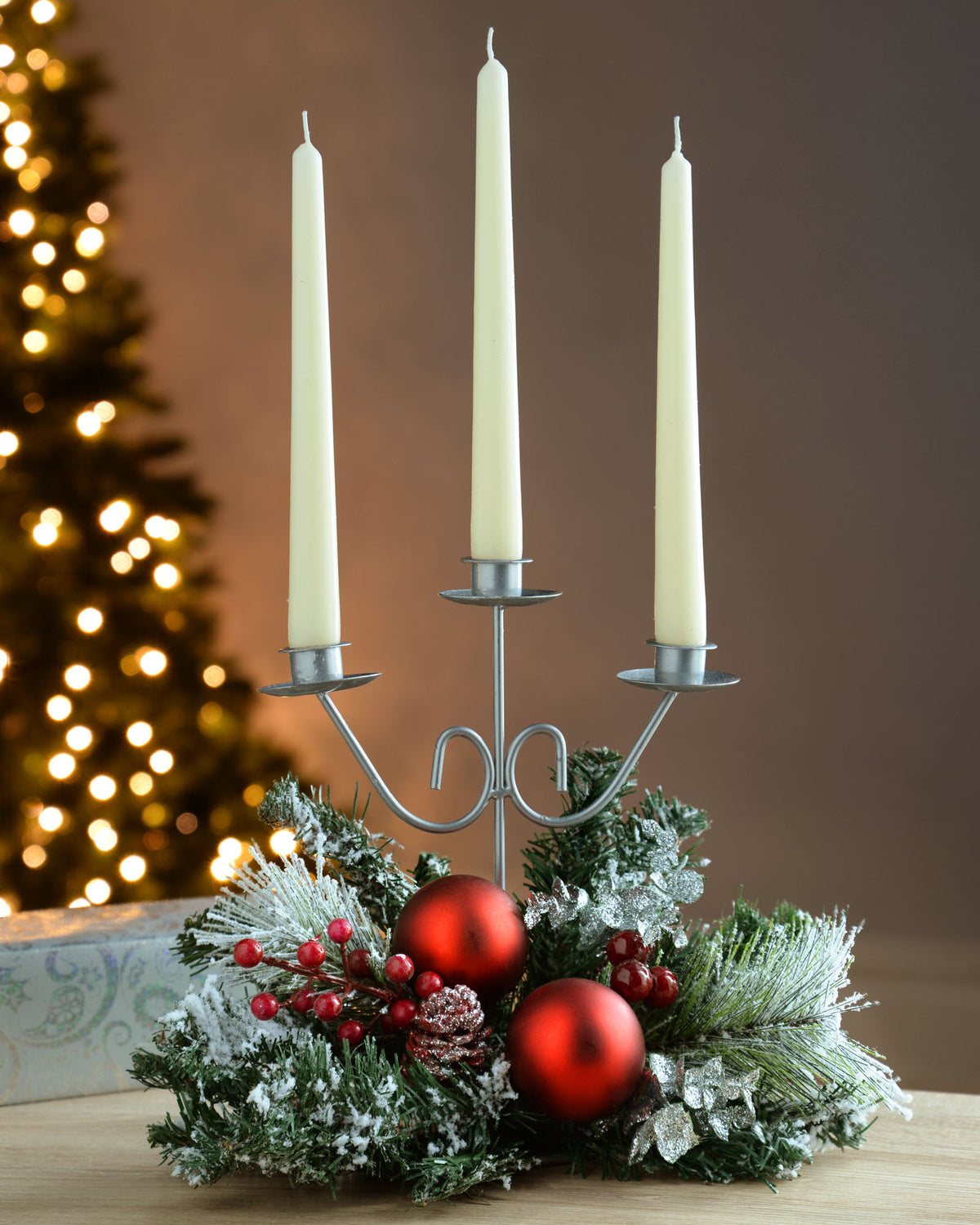 Triple Tape Decorated Candle Holder, Frosted