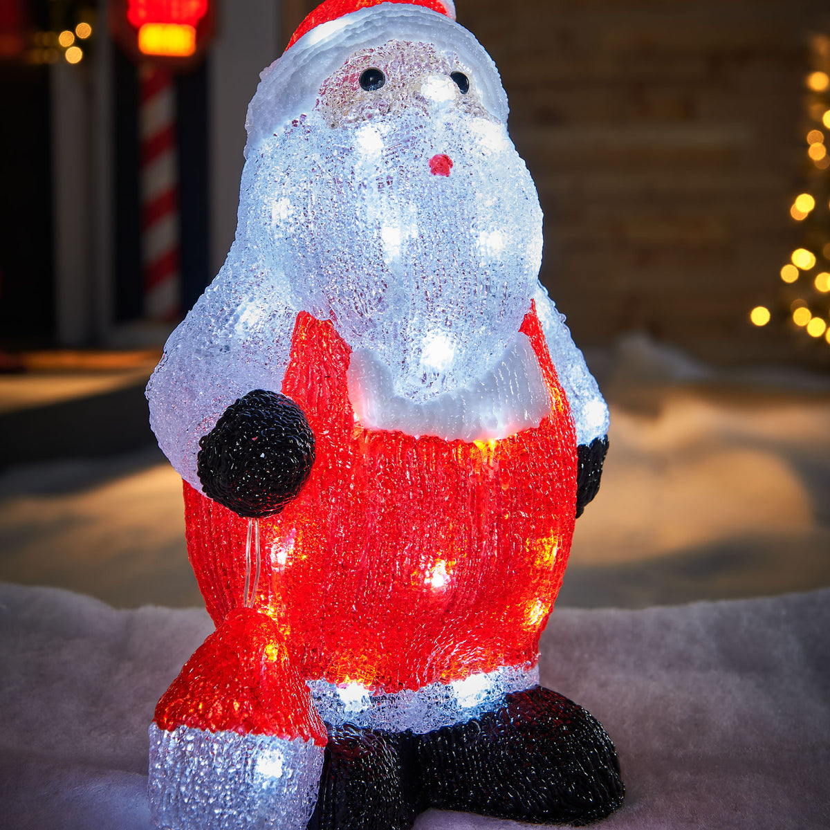 Pre-Lit Acrylic Santa with Lantern, 35 cm – We R Christmas