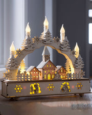 Pre-Lit Wooden Candle Bridge