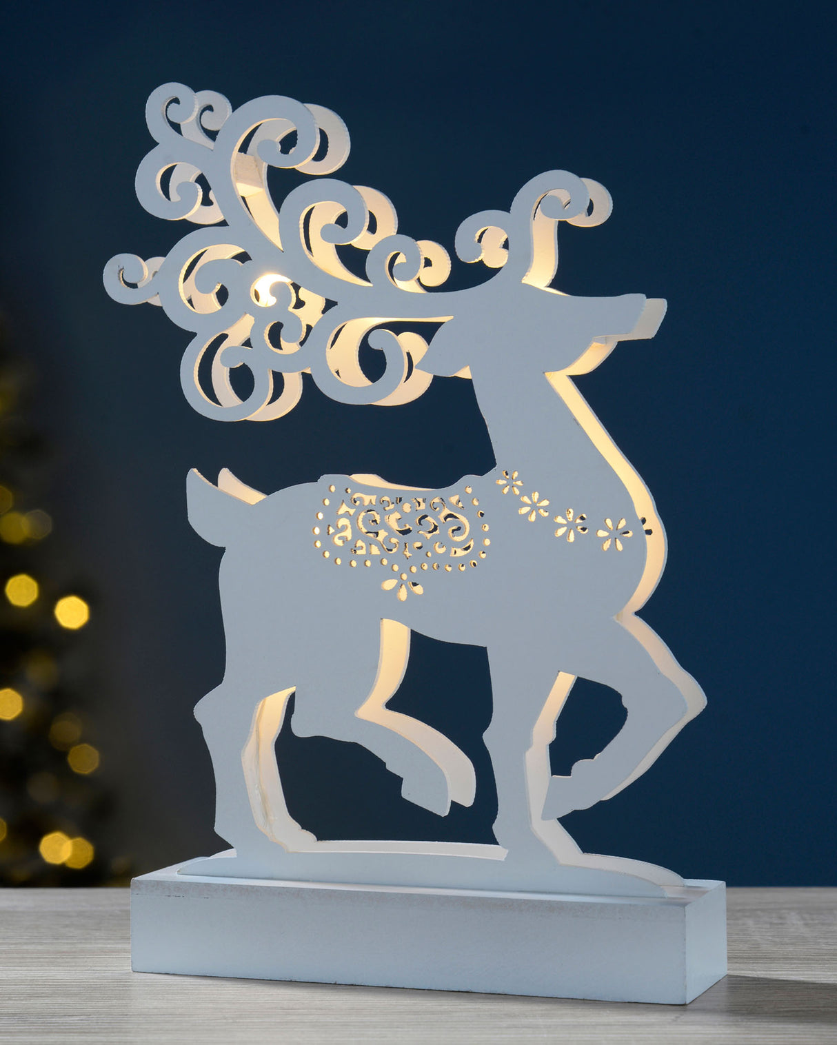 Pre-Lit Wooden Reindeer, 25 cm