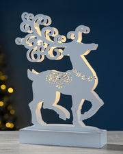Pre-Lit Wooden Reindeer, 25 cm