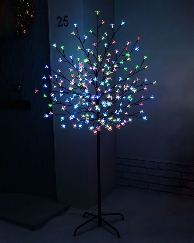 Pre-Lit Illuminated Cherry Blossom Twig Tree with 200 LEDs, Colour Cha ...