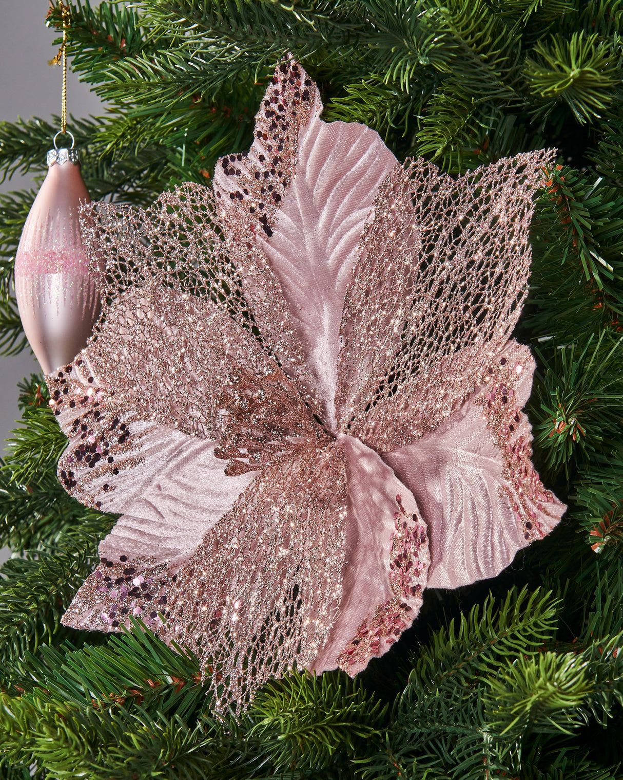 Artificial Poinsettia Flower, Pink, 30 cm
