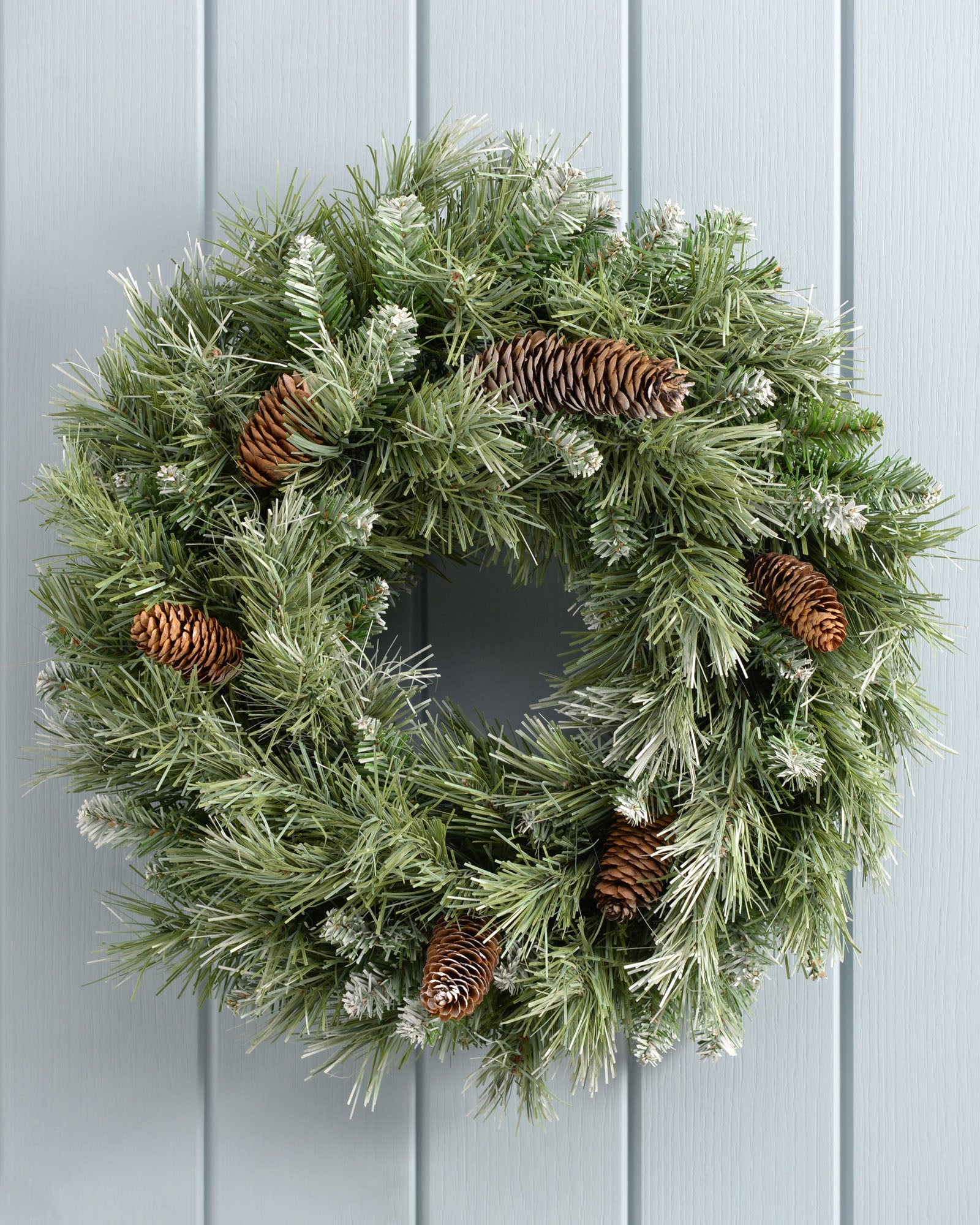 Pre-Decorated Frosted Scandinavian Blue Spruce Garland & Wreath