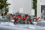 3 Pillar Decorated Garland Candle Holder, Frosted, 76 cm