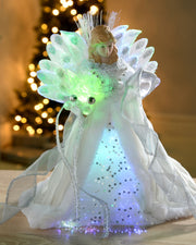 Fibre Optic Angel Christmas Tree Topper, White, 25 cm