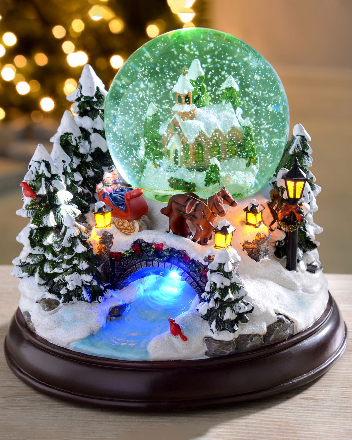 Animated Musical Village Scene Snow Globe, 23 cm