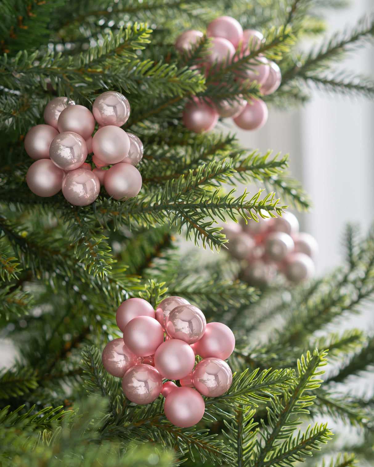 Baby Pink Glass Berry Cluster Baubles, 5 pack