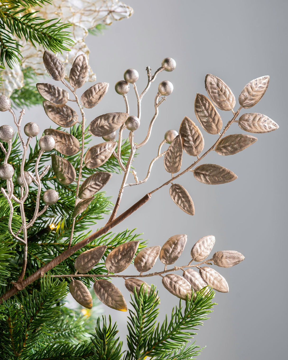 Artificial Berries Pick Christmas Tree Decoration, Long Stem, Gold, 65 cm