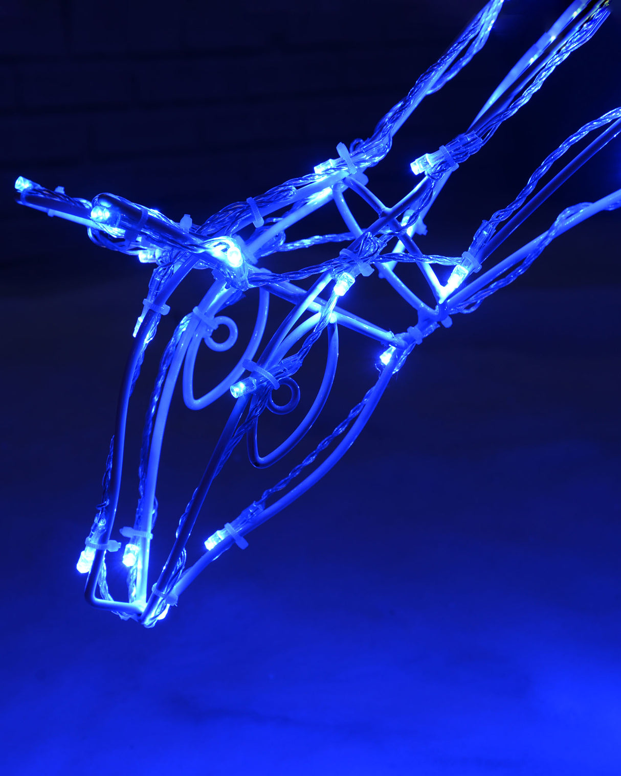 3D Twinkling Grazing Reindeer Silhouette, Blue, 68 cm