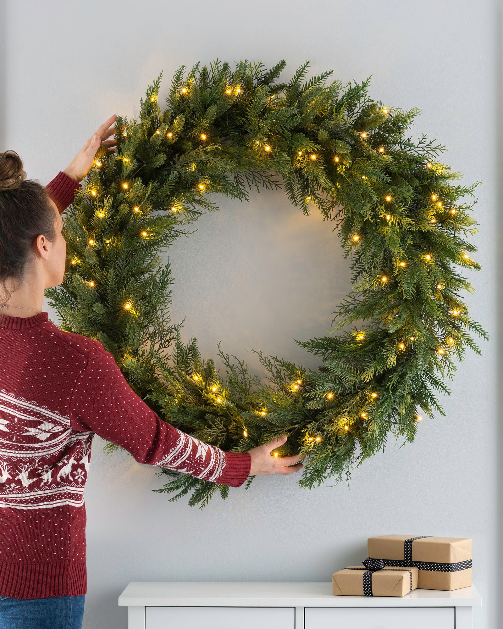 Pre-Lit Fir Wreath, 1 m