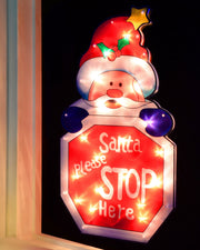 Pre-Lit Santa Stop Here Silhouette, 45 cm