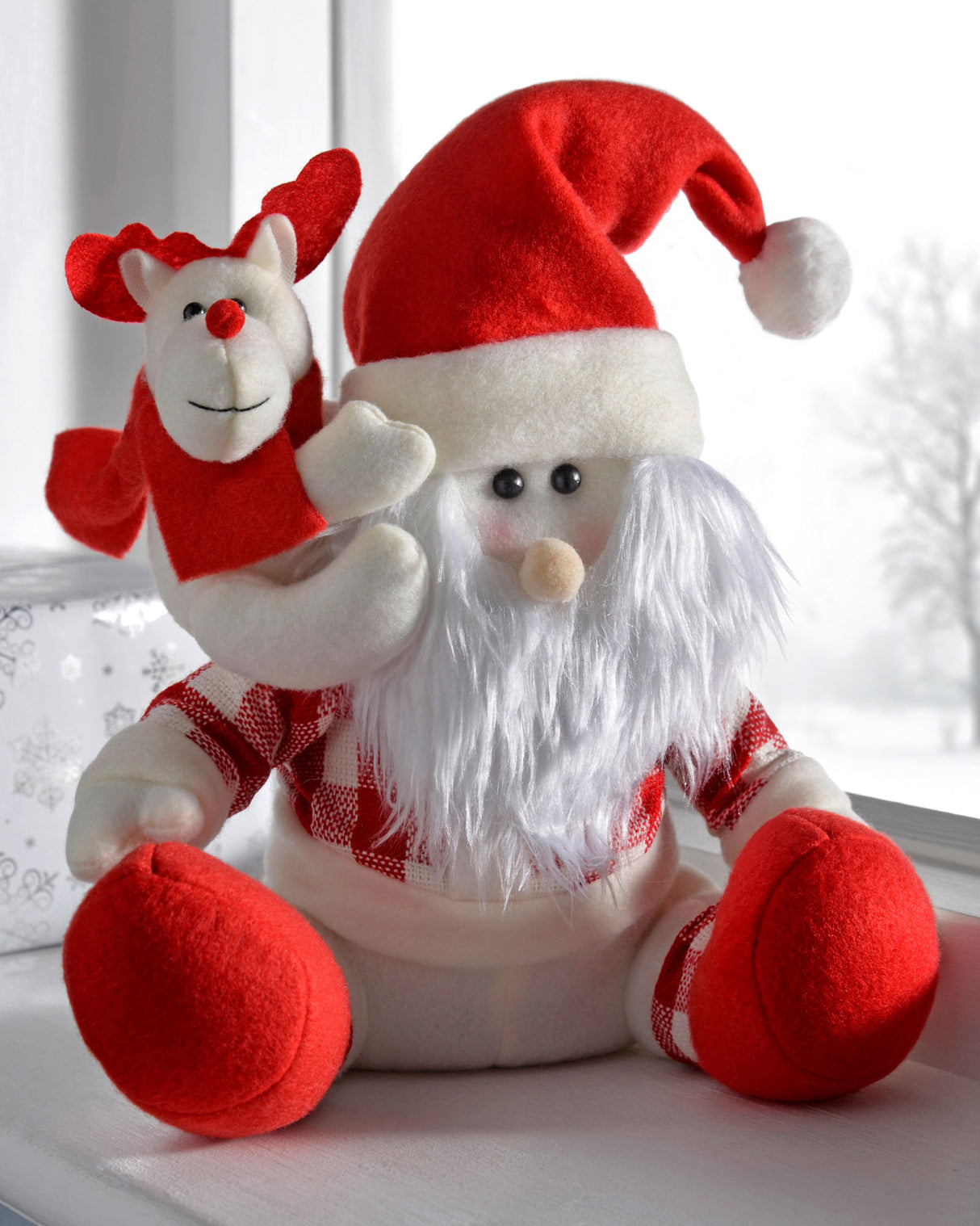 Sitting Santa Claus Figurine, Red/White, 30 cm