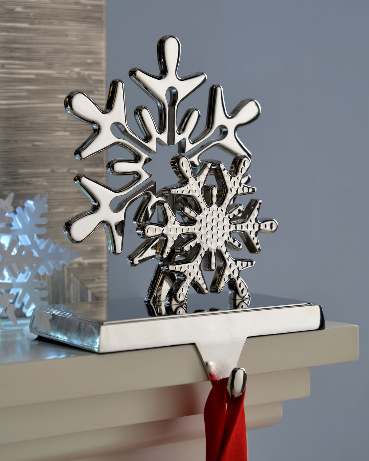 Snowflake Stocking Holder, Silver, 17 cm