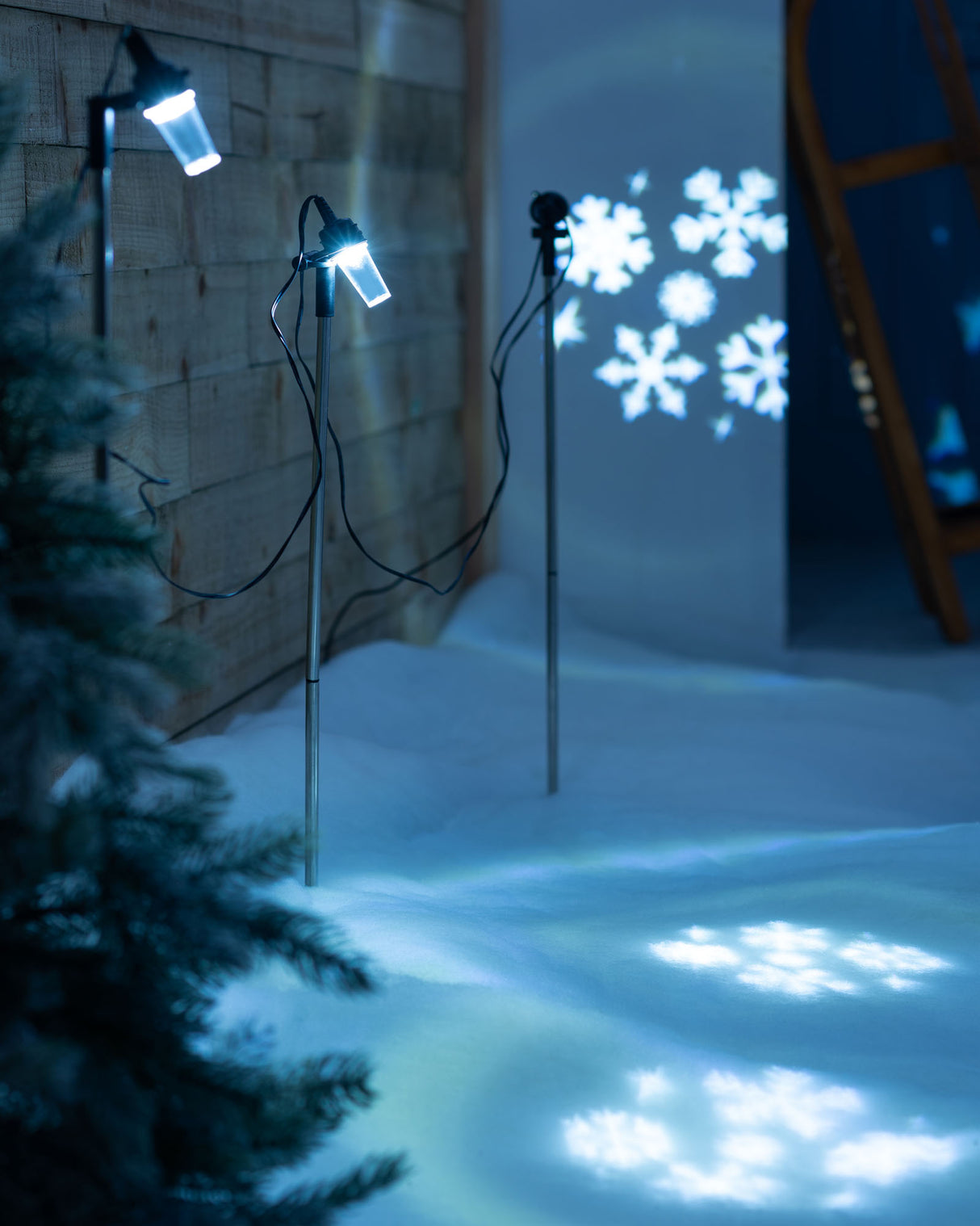 Set of 3 LED Snowflake Projector Lights, 72 cm