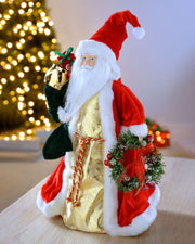Santa Christmas Tree Topper, Red/Gold, 40 cm
