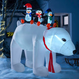 Pre-Lit Inflatable Polar Bear and Penguins, 6 ft