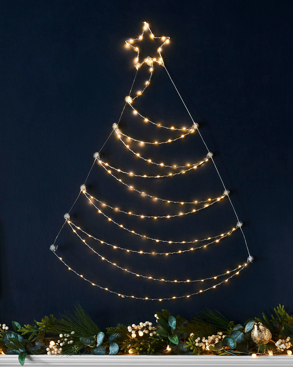 String Light Christmas Tree Wall Silhouette, 93 cm