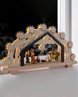 Pre-Lit Wooden Nativity Scene, 26 cm