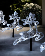 Set of 4 Acrylic Reindeer Pathway Stake Lights, 25 cm