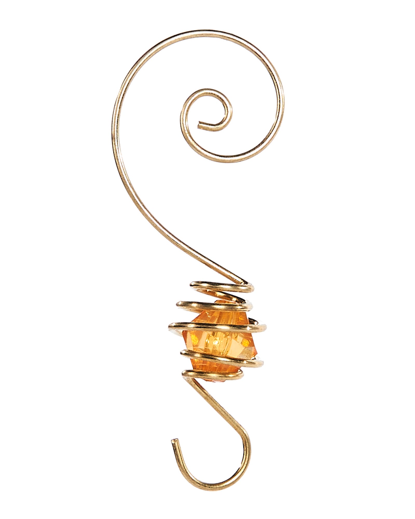 Pack of 24 gold gemstone bauble hooks with decorative swirl design on a clean white background