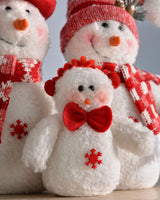Snowman Family Figurine, Red/White, 27 cm
