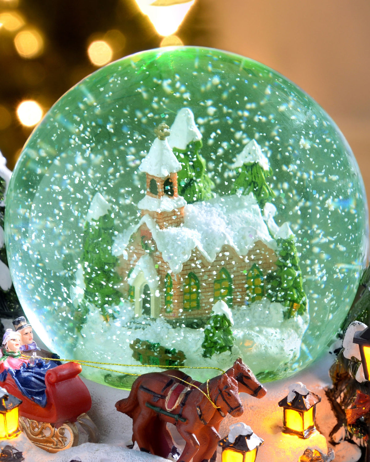 Animated Musical Village Scene Snow Globe, 23 cm