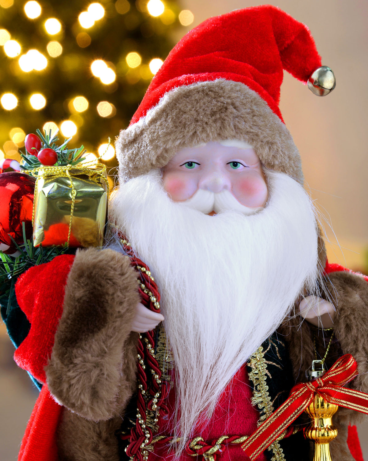 Father Christmas Tree Topper, Red/Gold , 30 cm