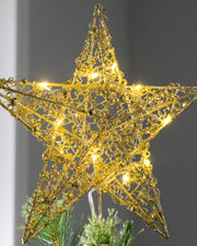 Pre-Lit Star Christmas Tree Topper, Gold, 31 cm