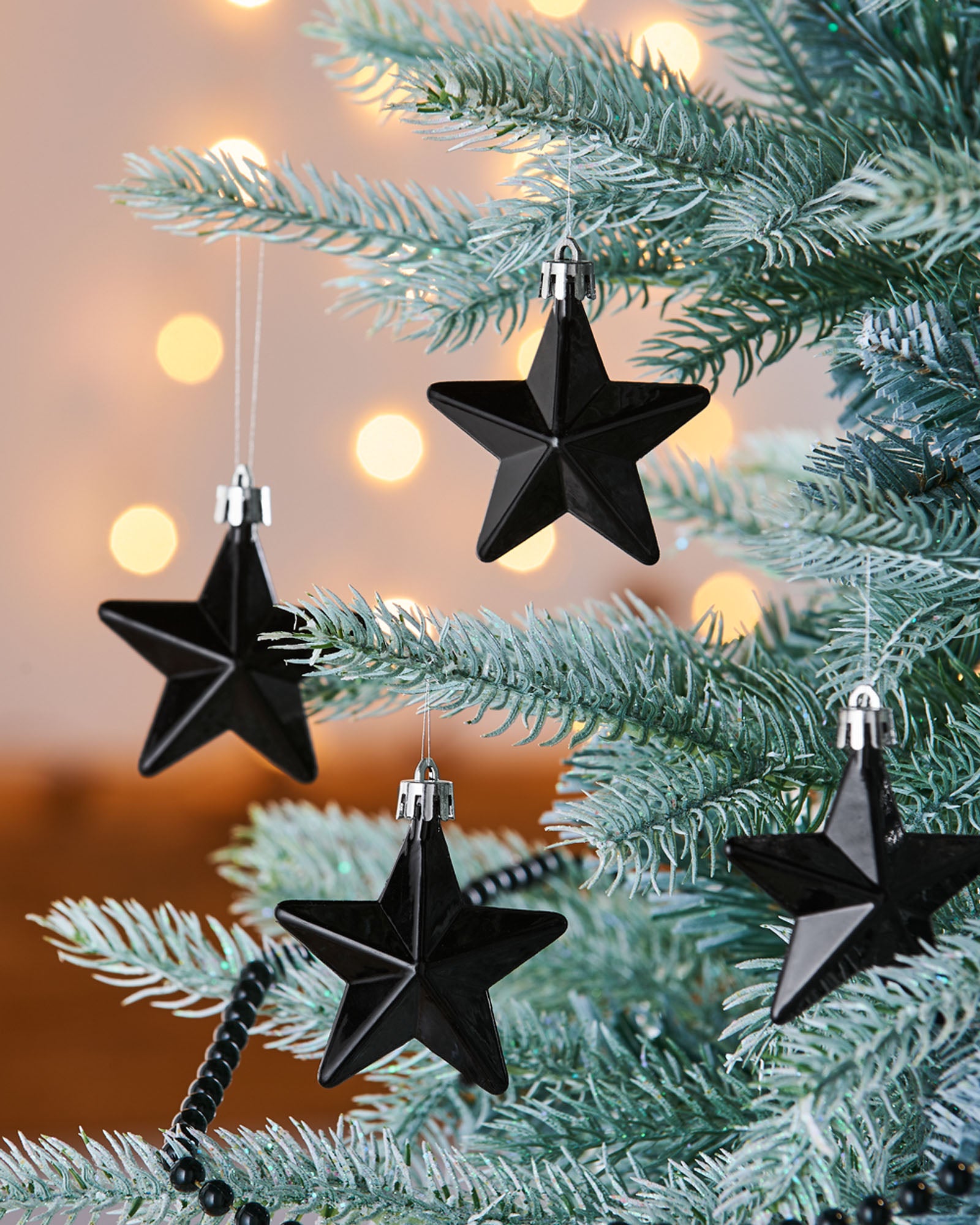 Six Hanging Stars, Black, 7.5 cm