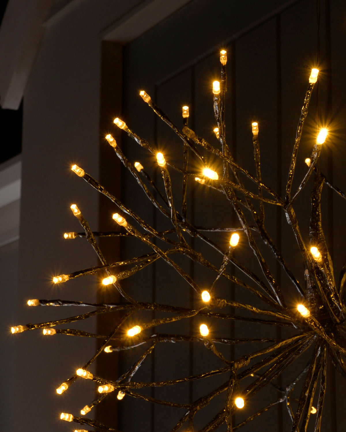 Pre-Lit Hanging Silver Branch Ball with Warm White LEDs, 30 cm