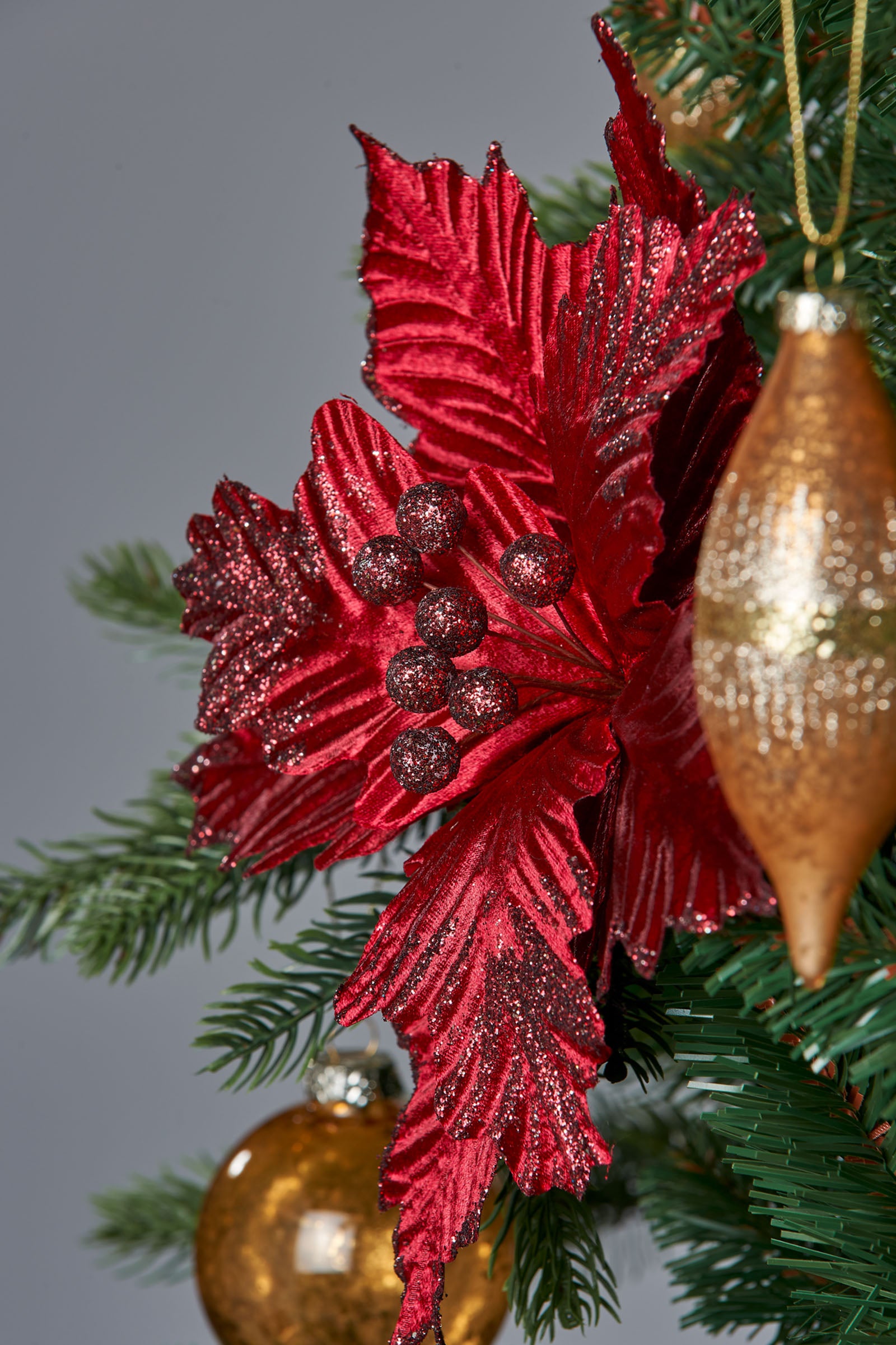 Artificial Poinsettia Flower, Red, 26 cm