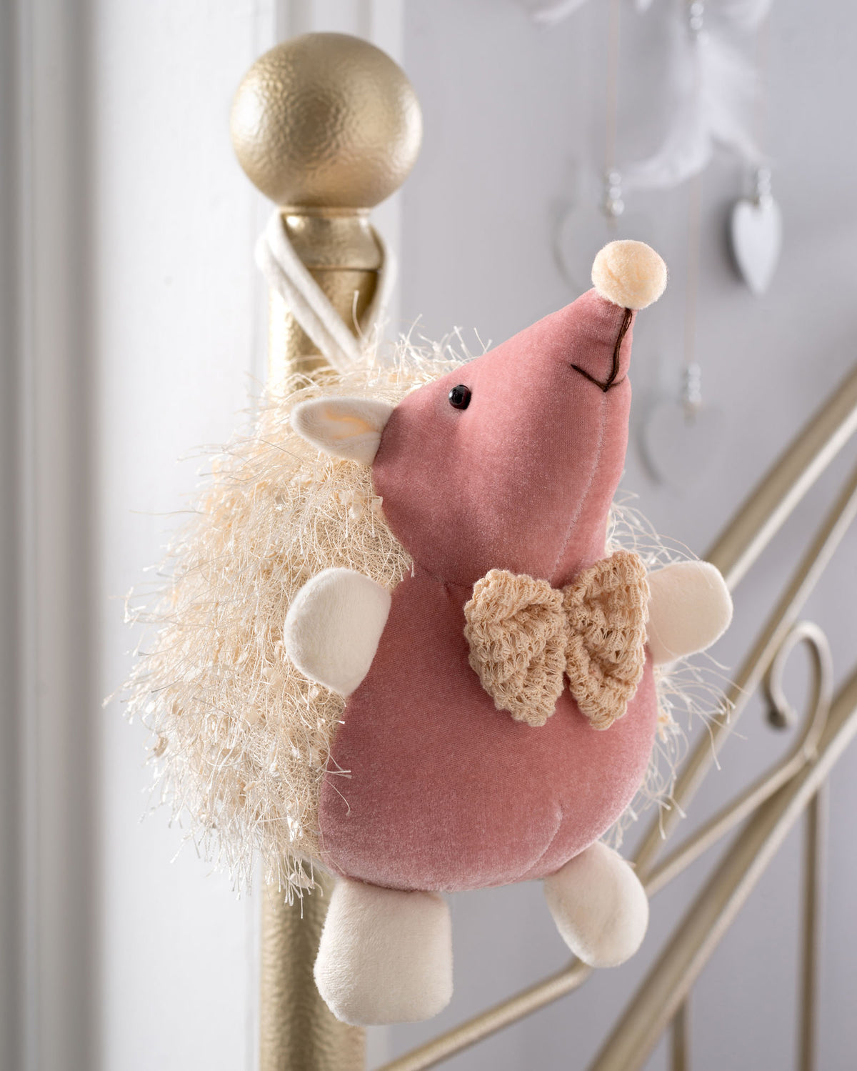 Hedgehog Figurine, Blush/Cream, 22 cm