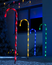 Set of 4 Connectable Candy Cane Pathway Lights, 75 cm
