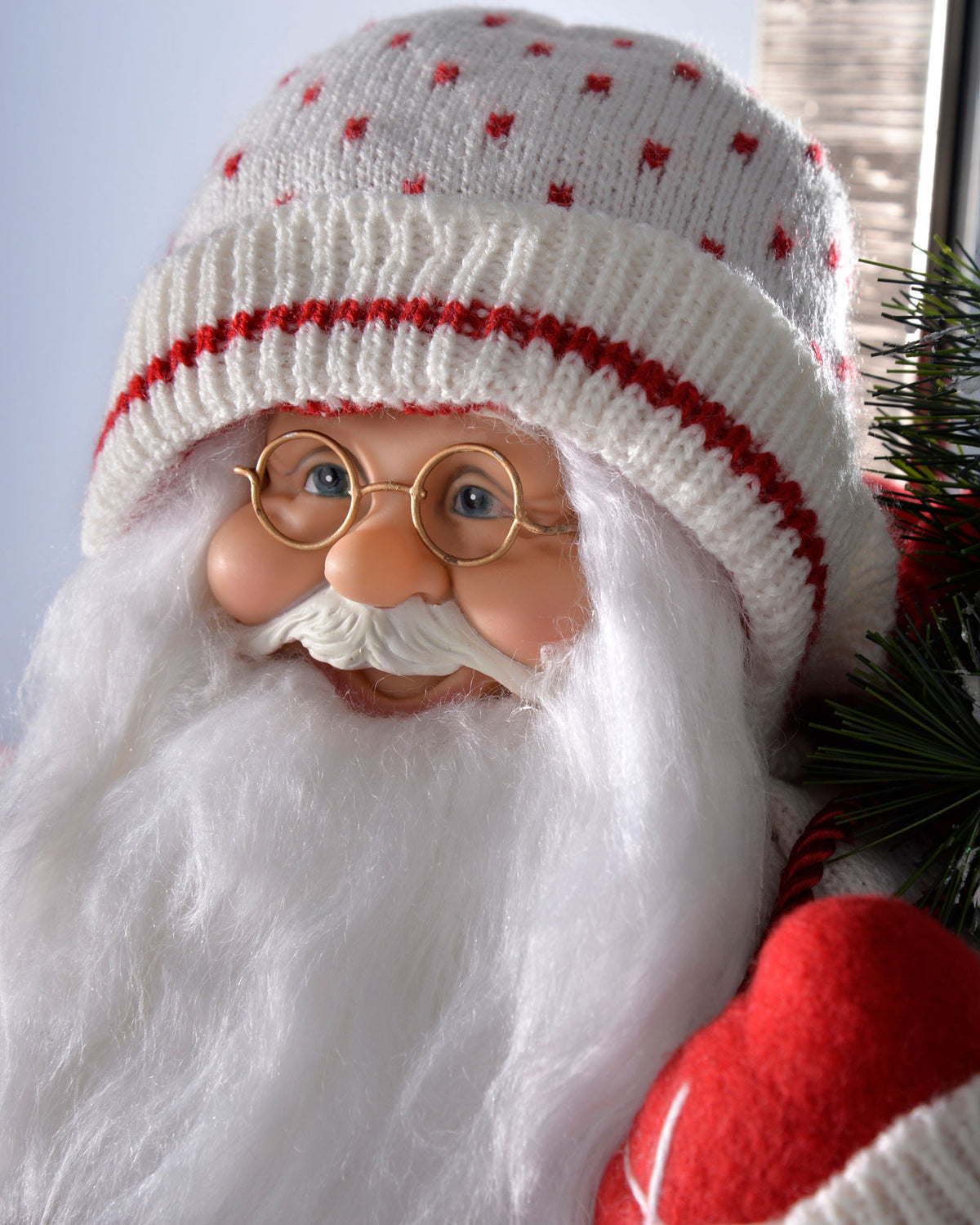 Knitted Santa Figurine, Red/White, 47 cm