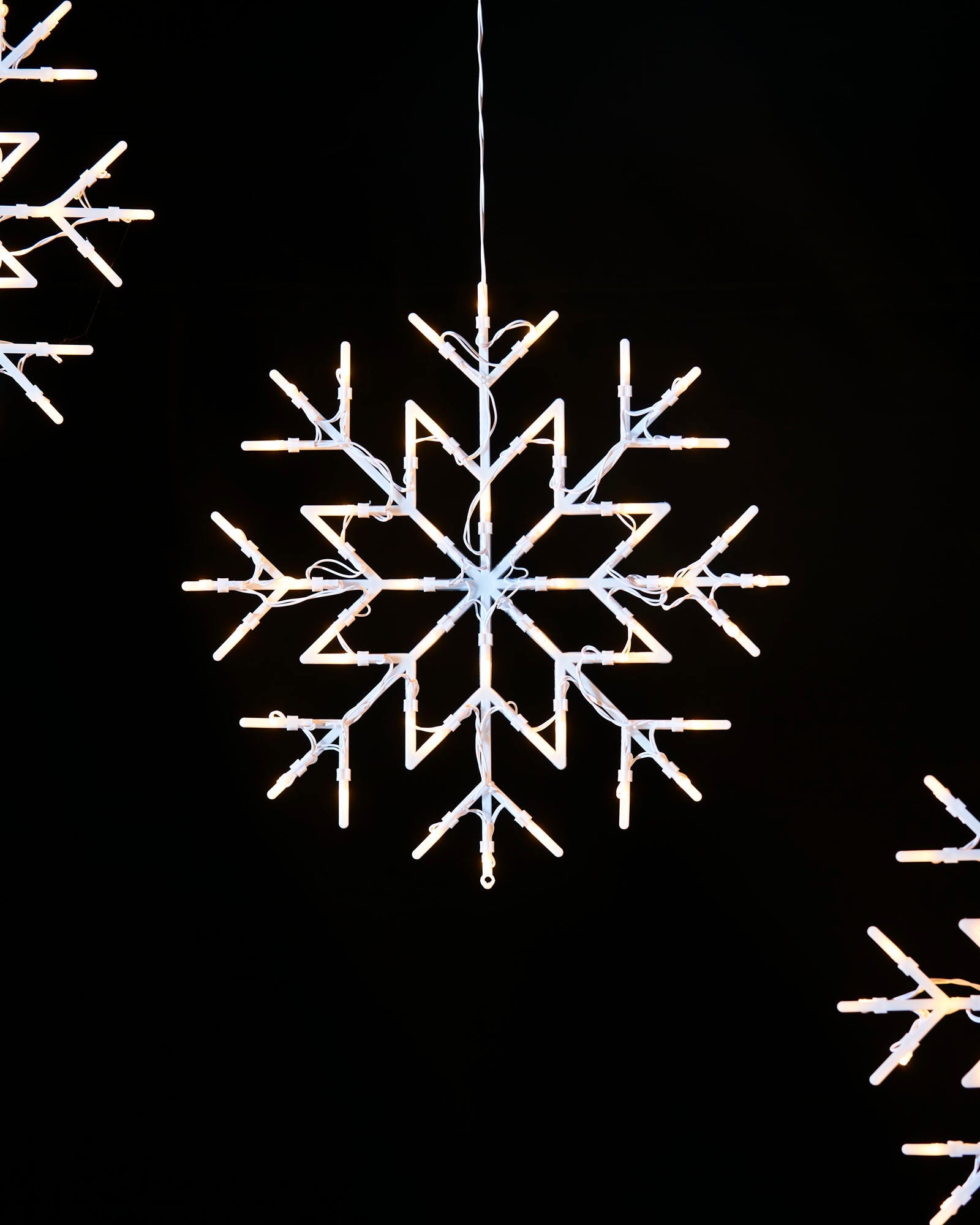 Pack of 2 Warm White Snowflake Silhouettes, 36 cm