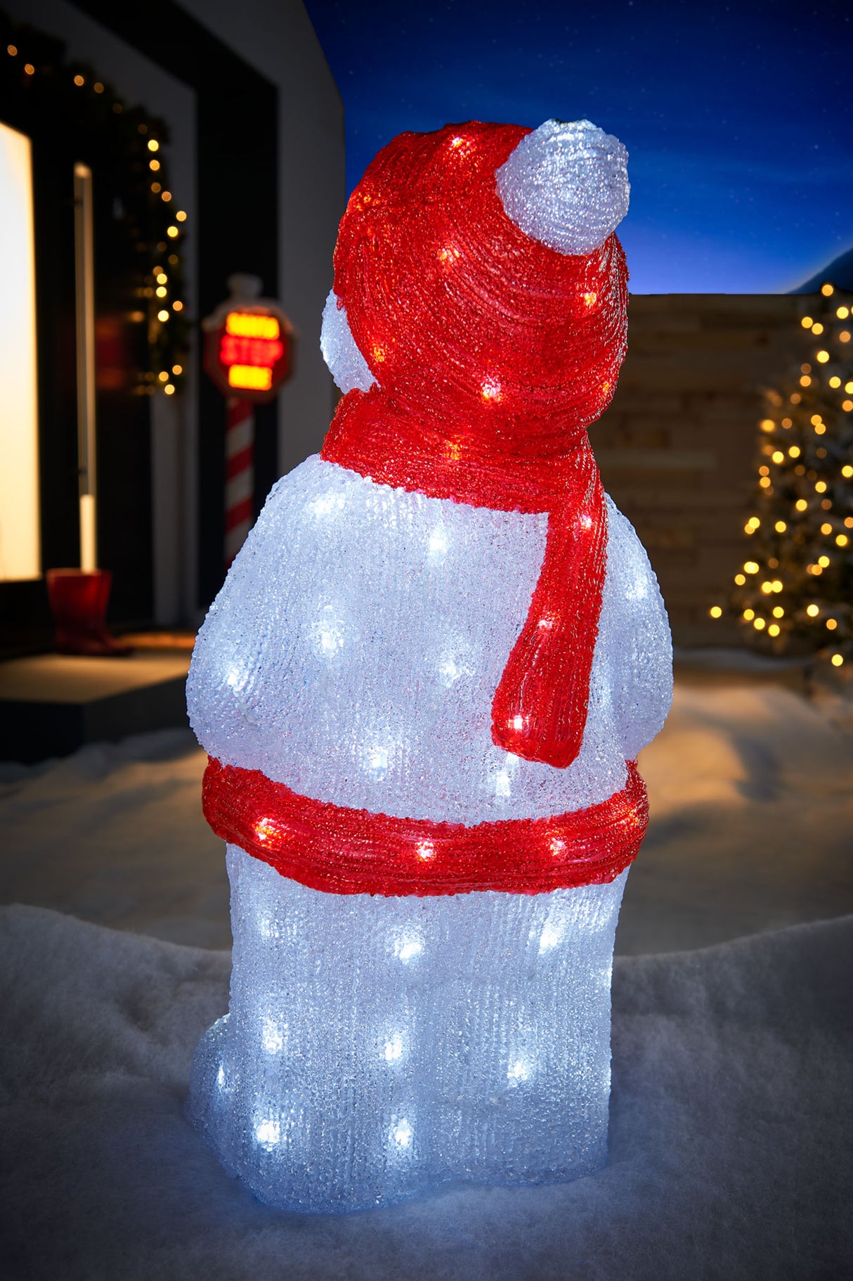 Pre-Lit Acrylic Snowman, 59 cm