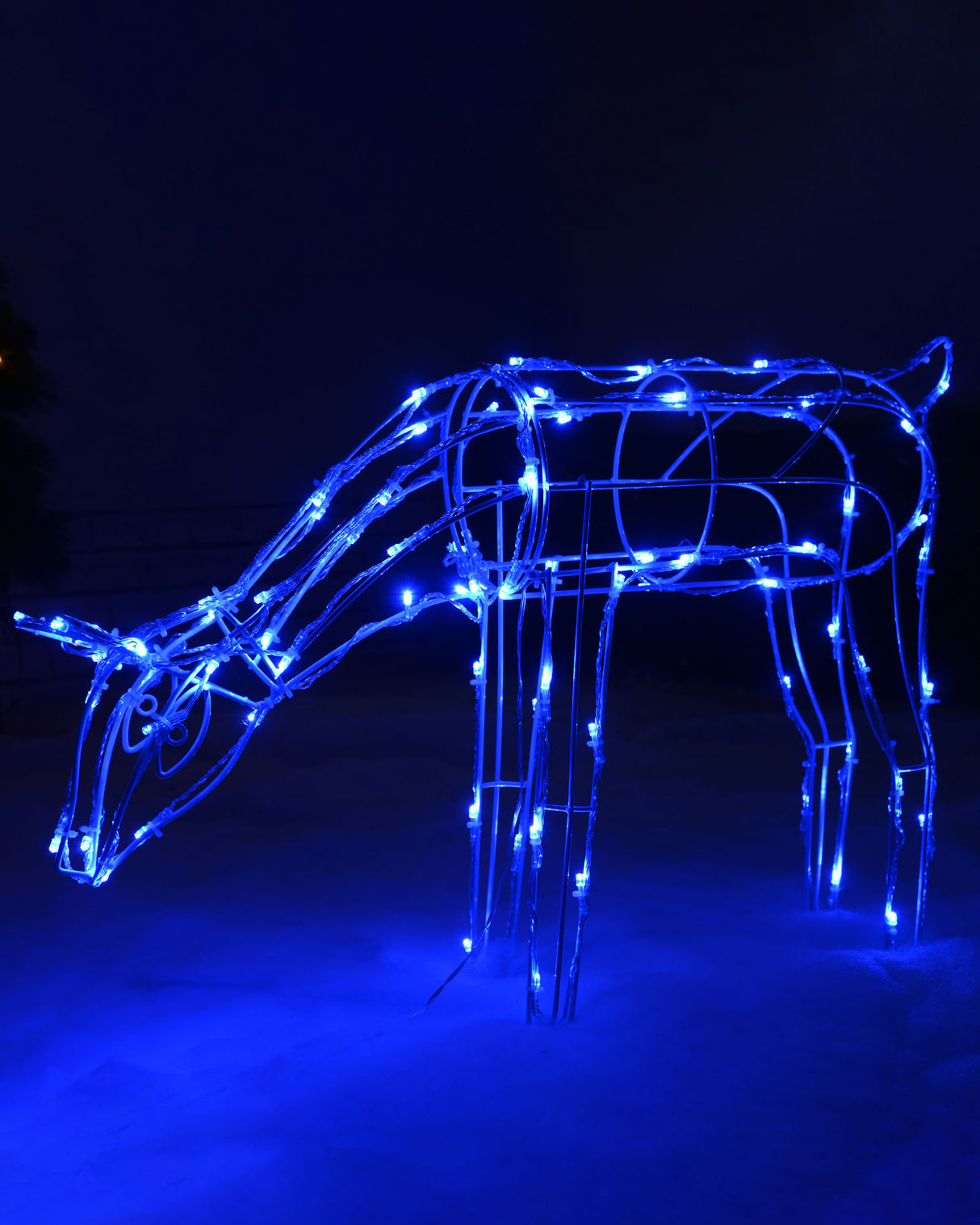 3D Twinkling Standing Grazing Reindeer Silhouette