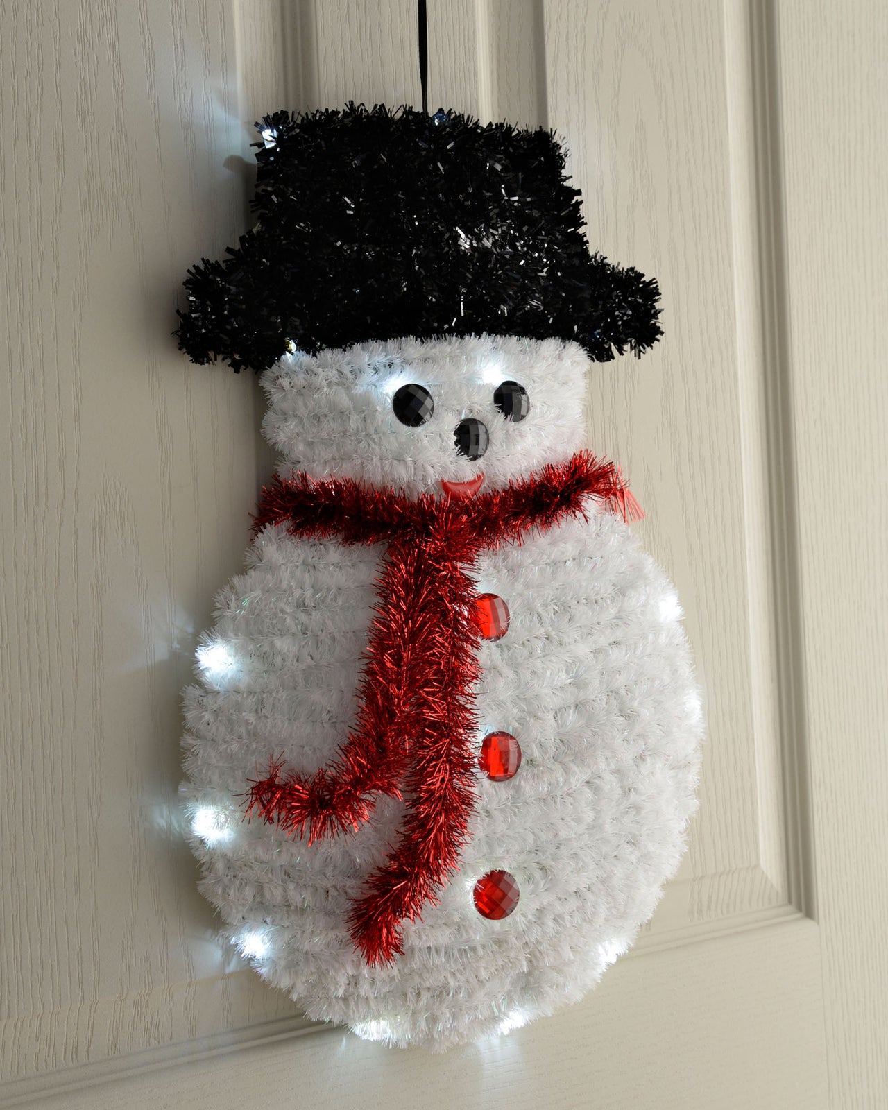 Pre-Lit Tinsel Hanging Snowman, 48 cm
