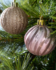 48 Pink/Champagne Shatterproof Baubles, 6 cm