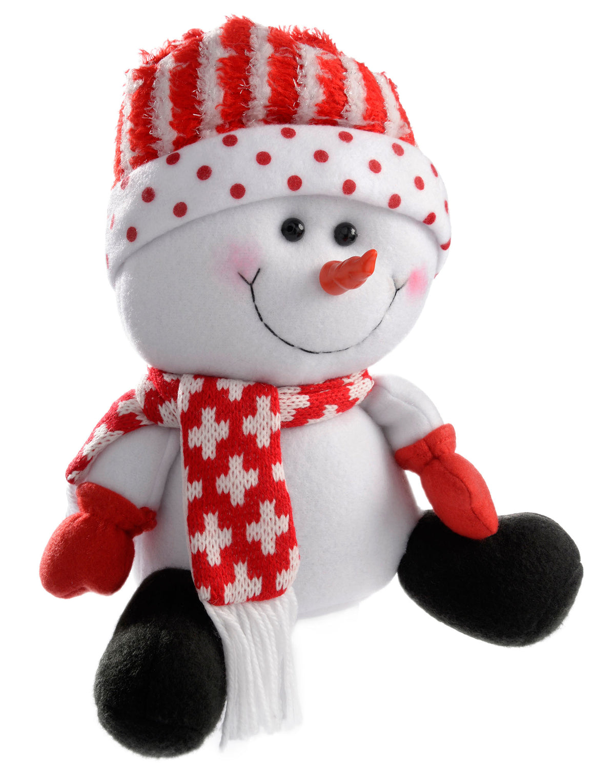 Set of 2 Santa & Snowman Figurine, Red/White, 30 cm