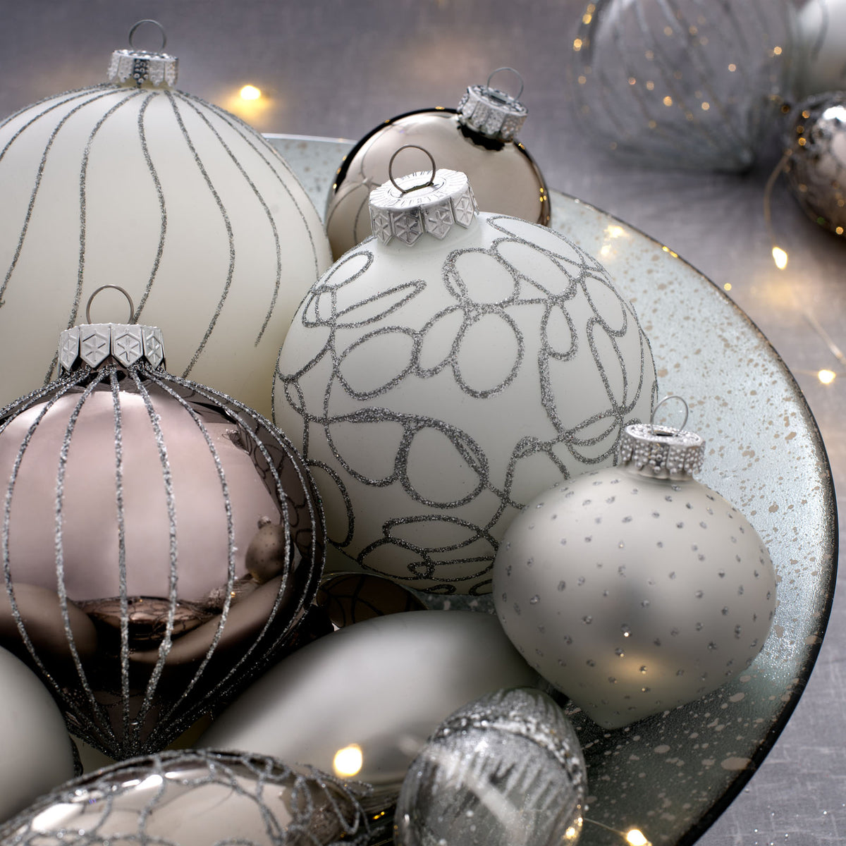 3 Moonbeam Glass Baubles, 10 cm