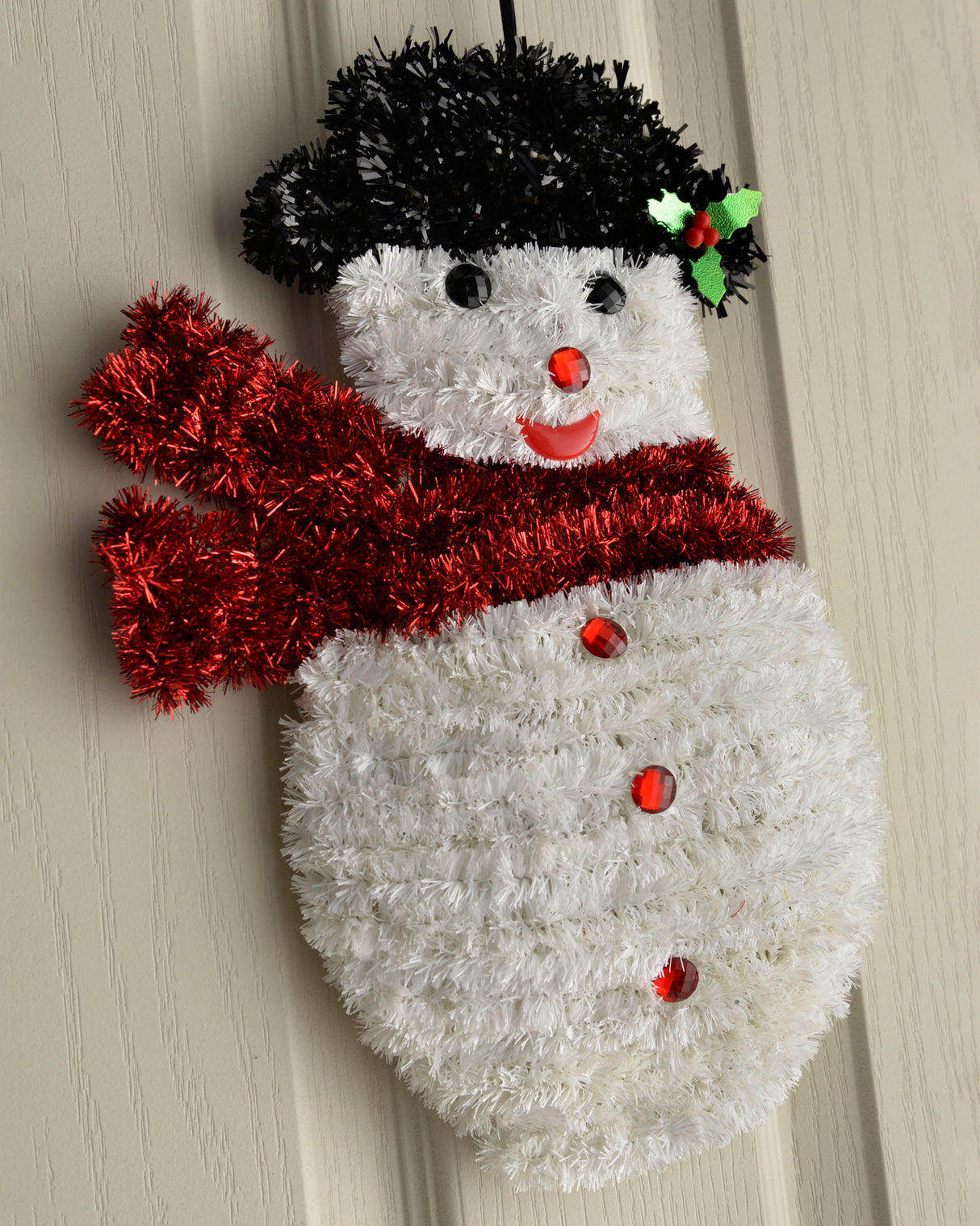 Set of 2 Hanging Tinsel Snowman and Penguin, 32 cm